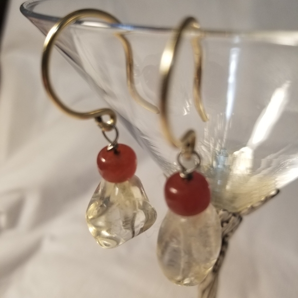Handmade Copper Citrine Jade Crystal Earrings - Picture 8 of 9